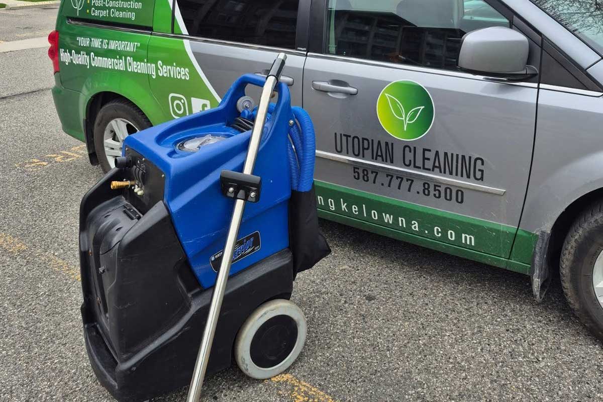 Utopian Cleaning arriving with equipment and van Utopian Cleaning arriving with equipment and van